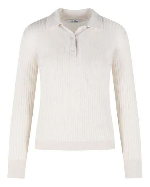 Max Mara White 'Gitano' Ivory Cashmere And Silk Sweater