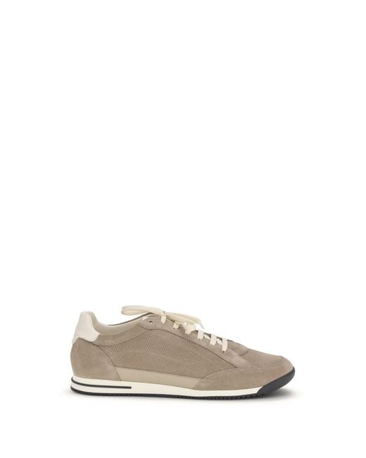 Brunello Cucinelli White Suede Sneakers for men