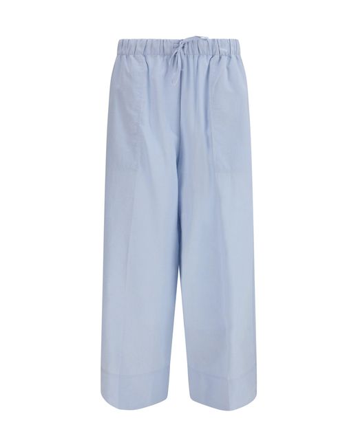 Totême Blue Cotton And Linen Blend Palazzo Pants