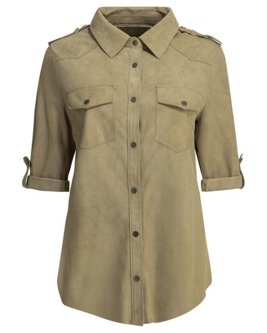Salvatore Santoro Green Casual Suede Shirt