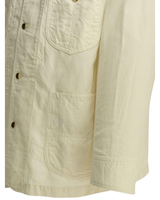 Auralee White Wool And Linen Overshirt Jacket Off for men