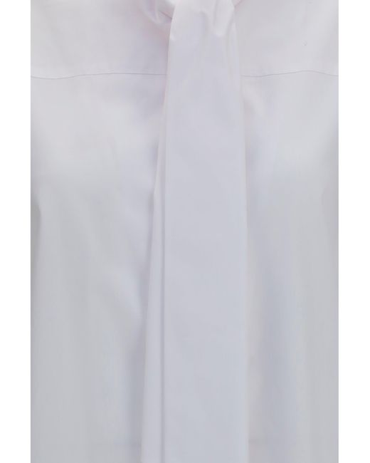 Dries Van Noten White Cotton Shirt With Scarf Detail