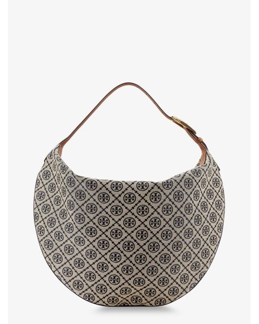 Tory Burch Gray T Monogram Balloon Jacquard Fabric Shoulder Bag