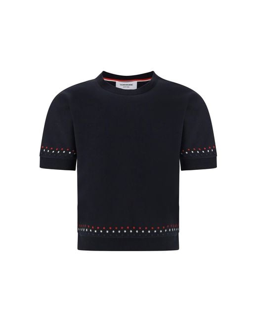 Thom Browne Blue Snowflakes T-Shirt