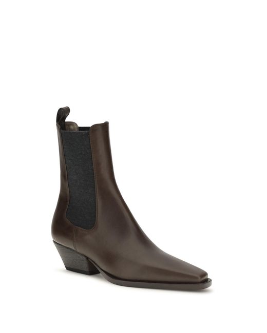 Brunello Cucinelli Black Leather Ankle Boots