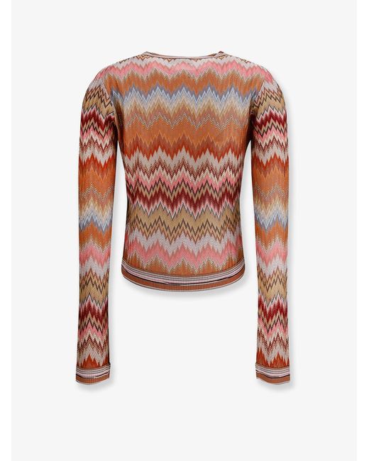 Missoni White Viscose Cardigan With Chevron Pattern