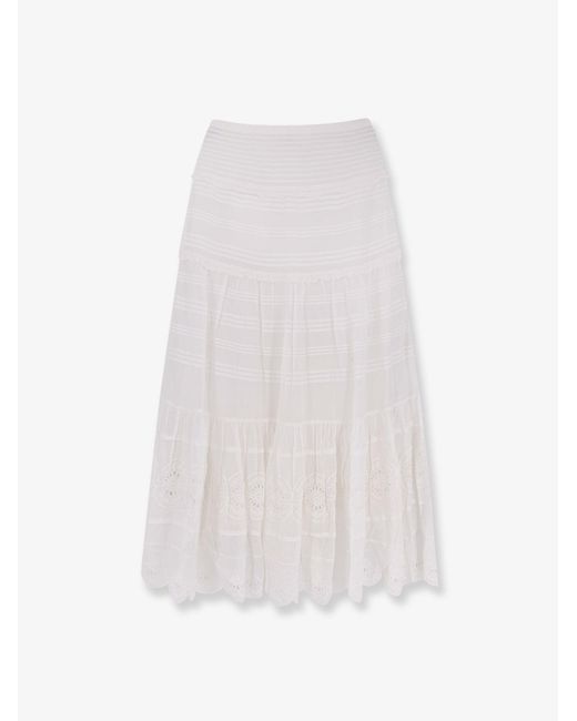 Isabel Marant White Marant Étoile Paoline Organic Cotton & Lace Skirt
