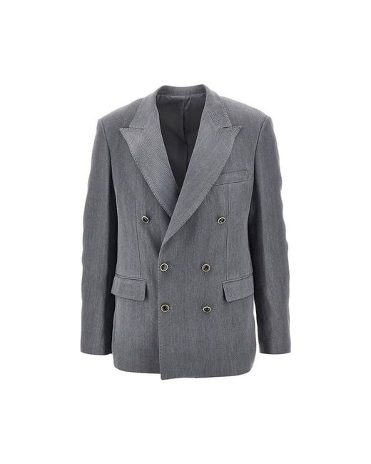 MARSĒM Gray Gabardine Double-Breasted Tailored Jacket for men