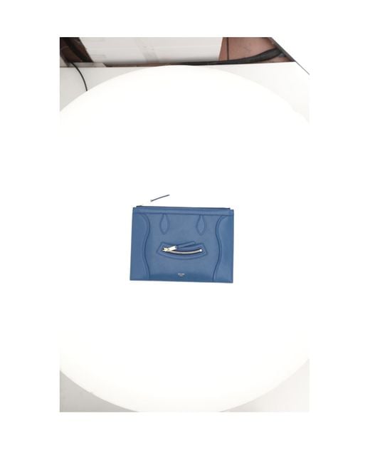 Céline Blue Medium Pouch Calf Leather