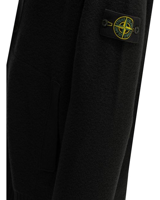 Stone Island Black Pure Rws Wool Cardigan for men