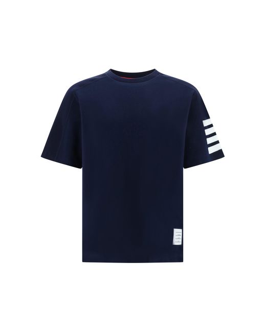 Thom Browne Blue T-Shirt With Horizontal Bands for men