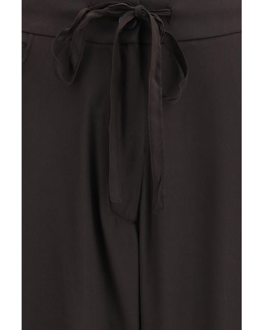 Ella Black Barrel-Leg Silk Pants