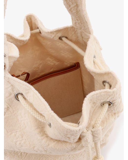 Tory Burch Natural T Monogram Terry Canvas Bucket Bag