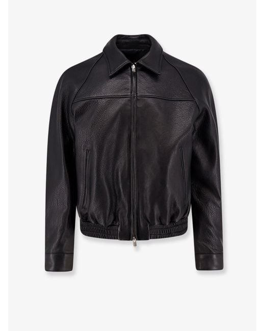 TONYWACK Black Vintage Leather Jacket for men