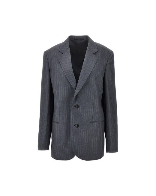 Gucci Blue Pinstriped Wool Oversized Jacket