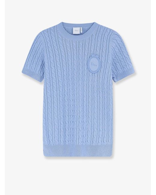 Dior Blue Dior Cotton And Wool Blend Dior Medaillon Sweater