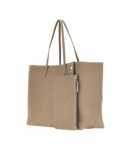 Fendi Natural Medium 'Roll' Grained Leather Shopping Bag