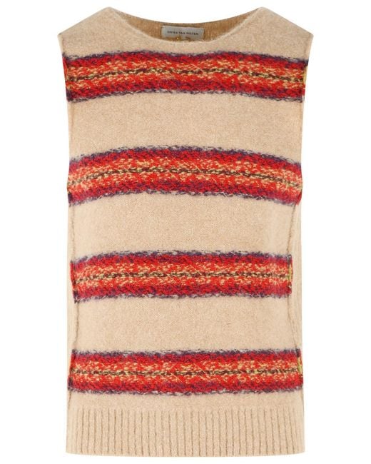 Dries Van Noten Red 'Manado' Alpaca Blend Vest for men