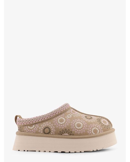 Ugg Natural W Tazz Suede Sandals With Embroidery