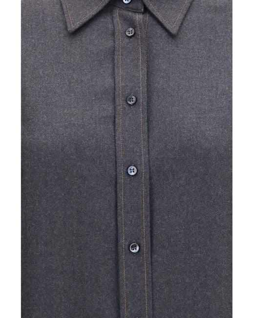 Brunello Cucinelli Blue Virgin Wool Shirt