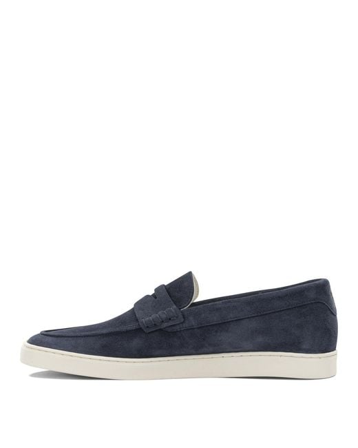 Brunello Cucinelli Blue Suede Loafers for men
