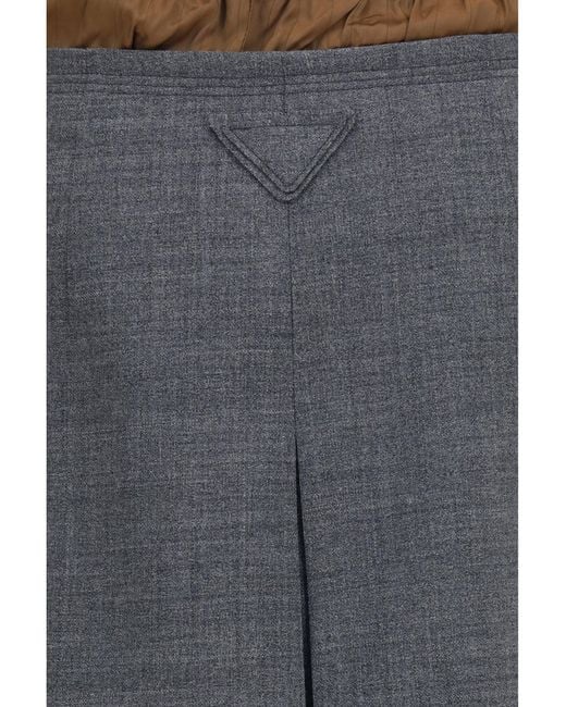 Prada Gray Midi Skirt With Topstitching
