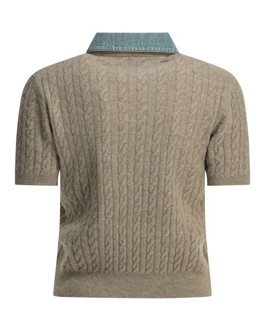 Miu Miu Gray Cashmere And Silk Polo Shirt