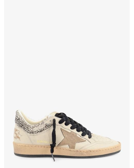 Golden Goose Deluxe Brand Natural Ballstar Leather Sneakers With Iconic Side Logo