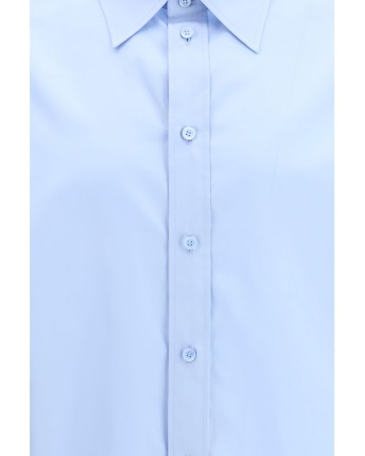 Loewe Blue Classic Cotton Shirt With Embroidered Anagram Logo for men