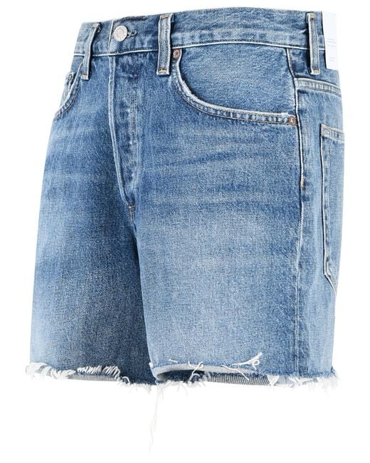 Agolde Blue Nye Cotton Shorts