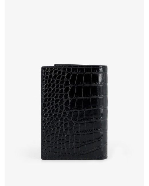 Tom Ford Black Leather Wallet With Crocodile Print for men