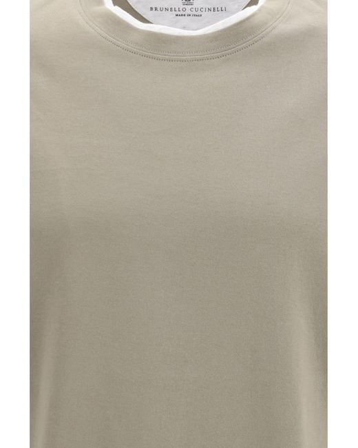 Brunello Cucinelli Gray Cotton T-Shirt Two-Tone Hem for men