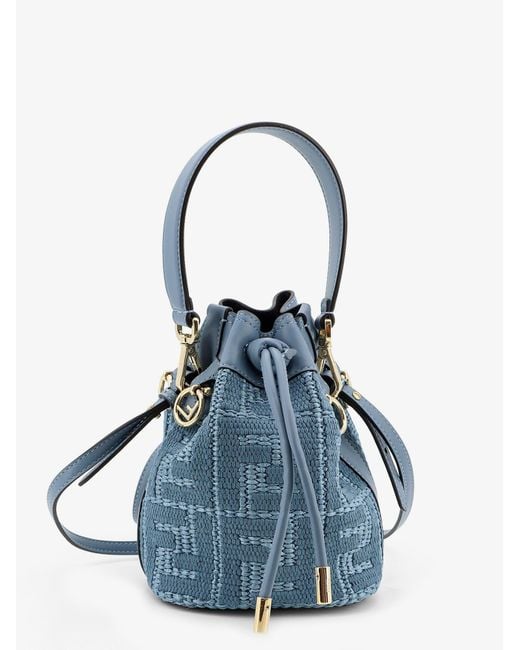 Fendi Blue Mon Tresor Raffia Crossbody Bag