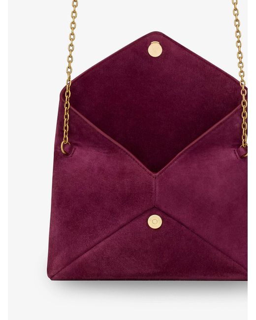 Saint Laurent White Suede Crossbody With Metal Cassandre Logo