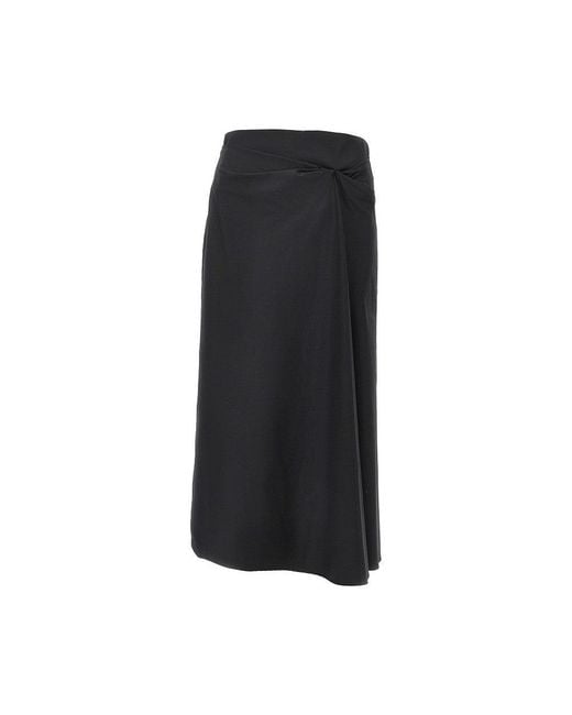 Max Mara Black Stretch Satin Midi Skirt