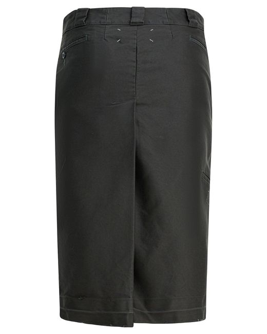 Maison Margiela Gray Cotton Midi Skirt