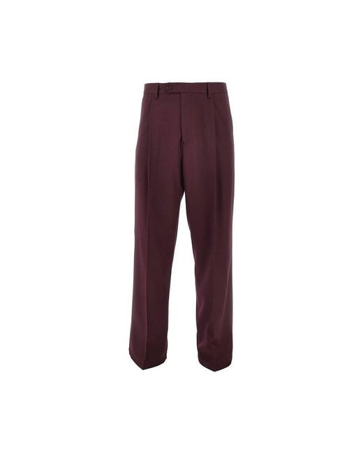 MARSĒM Purple Twill Pants With Darts for men