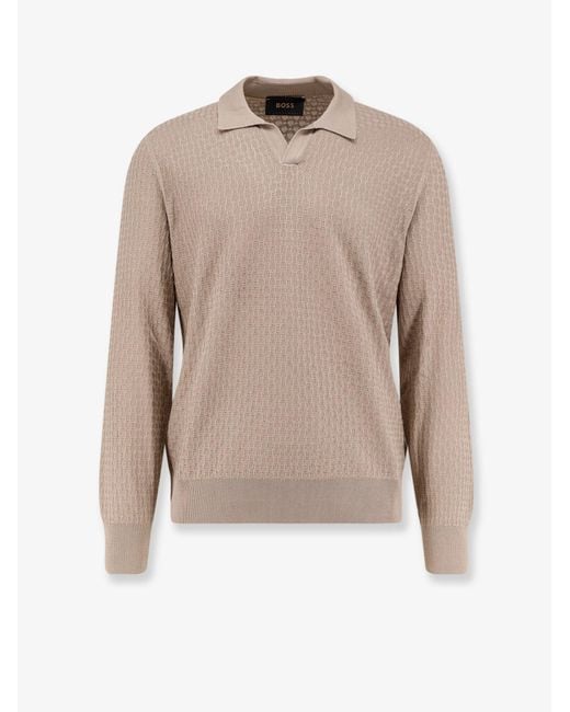 Boss Natural Silk Sweater With All-Over Processing for men