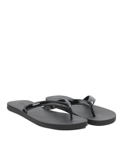 Prada White Leather Flip Flops Sandals