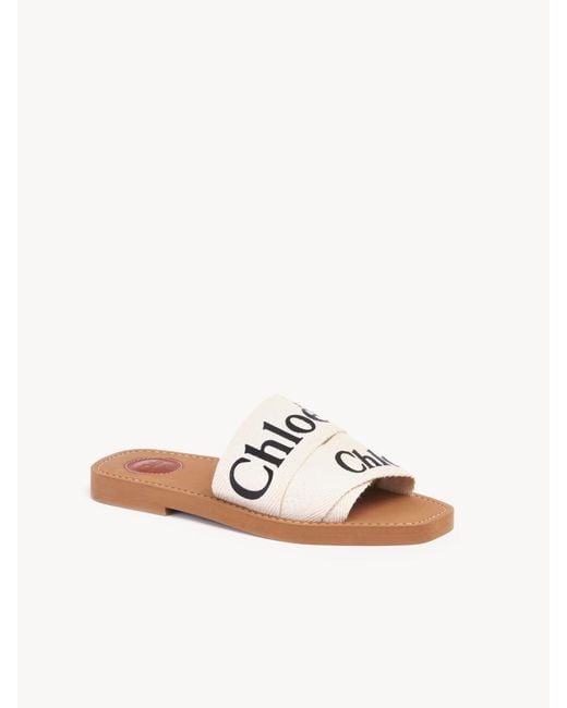 Chloé Natural Chloé Woody Slides Linen Leather
