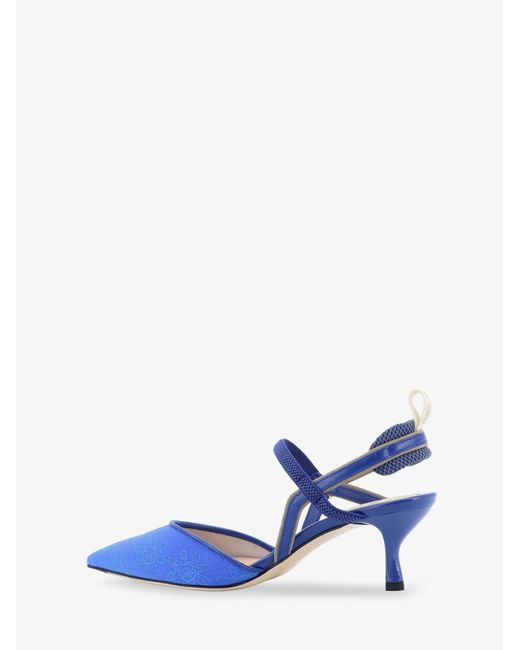 Fendi Blue Colibr㬠Lite Mesh And Leather Pumps