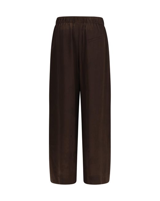Ganni Brown Satin Drawstring Pants
