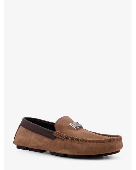 Dolce & Gabbana White Suede Loafer With Leather Inserts for men
