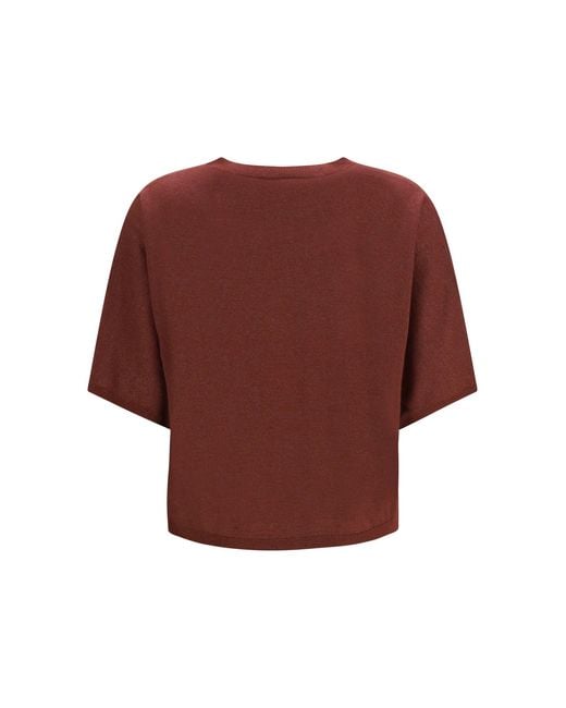 Brunello Cucinelli Red Short-Sleeve Cashmere And Silk Sweater