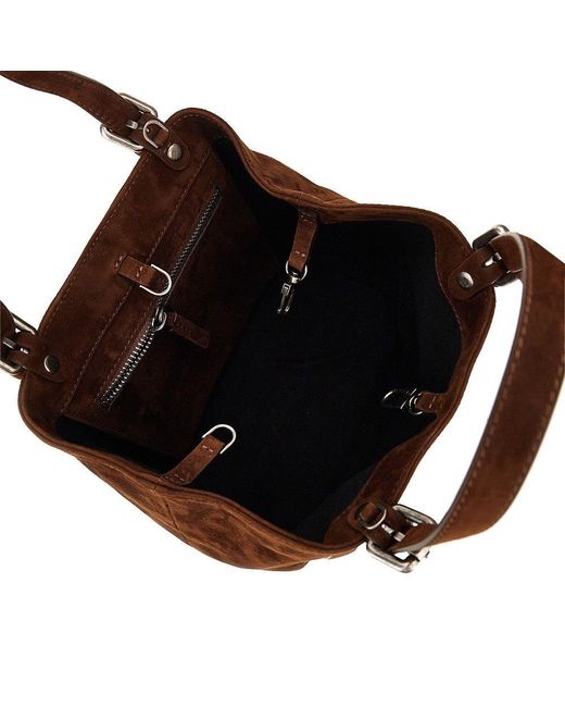 AUTENTICA 504 Brown Suede Leather Small 'Galatea' Bag