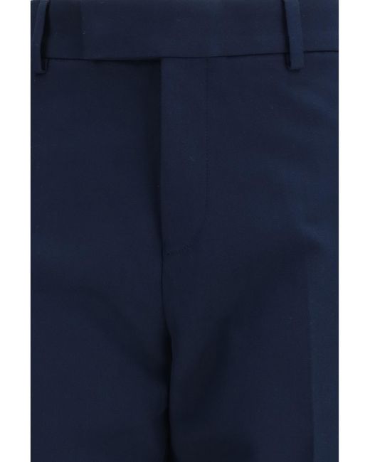 Ferragamo Blue Cotton And Cashmere Chinos Pants for men