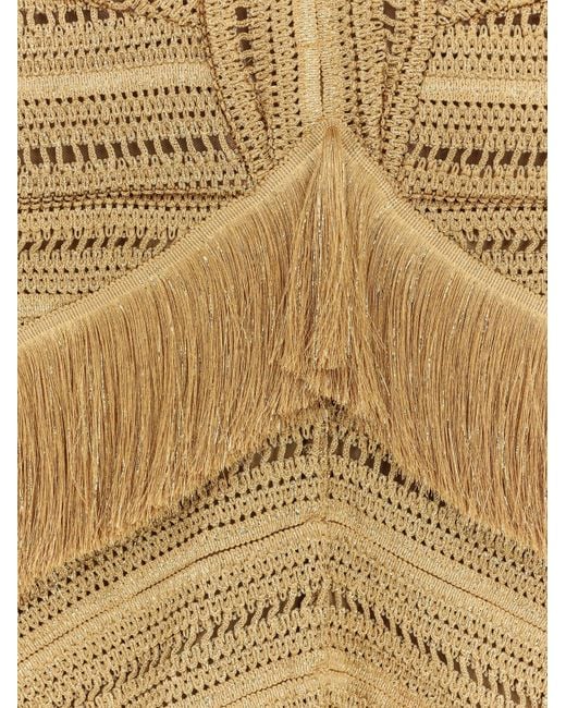 PATBO Metallic Pampas Mini Dress With Embroidery And Fringes