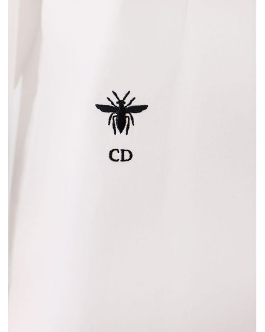 Dior White Cotton Shirt Wih Iconic Embroidery