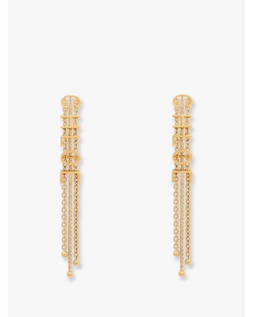 Chloé White Mini Belt Brass Earrings