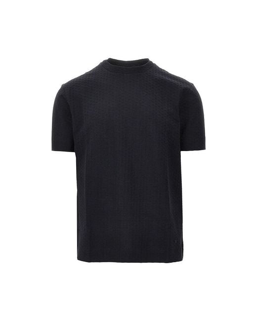Emporio Armani Black Diamond Motif Jacquard Cotton T-Shirt for men